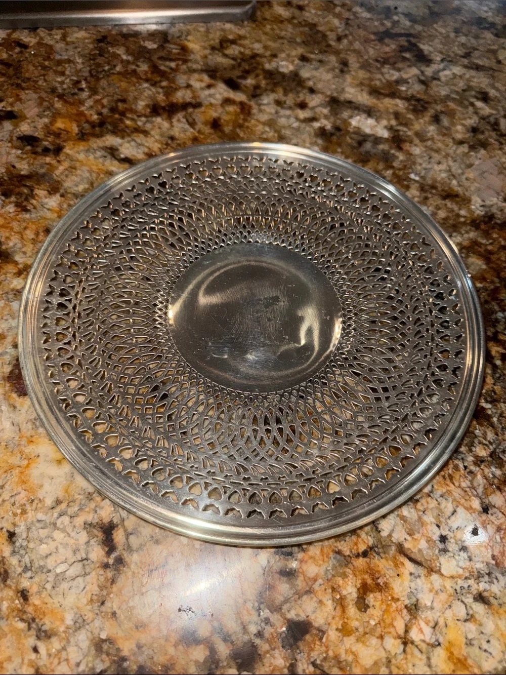 Decorative Metal Serving Trivet - Silver